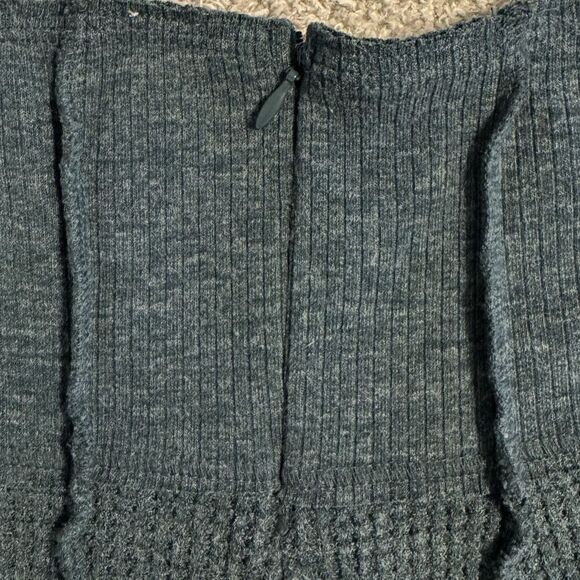 Y2K Urban Outfitters Waffle Knit Flared Pants Small Teal Seamed Thermal Fairy - Picture 6 of 9